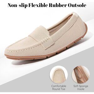 Zelaprox Women Apricot Mesh Slip on Comfortable Foam Loafer Shoes Flat Shoes